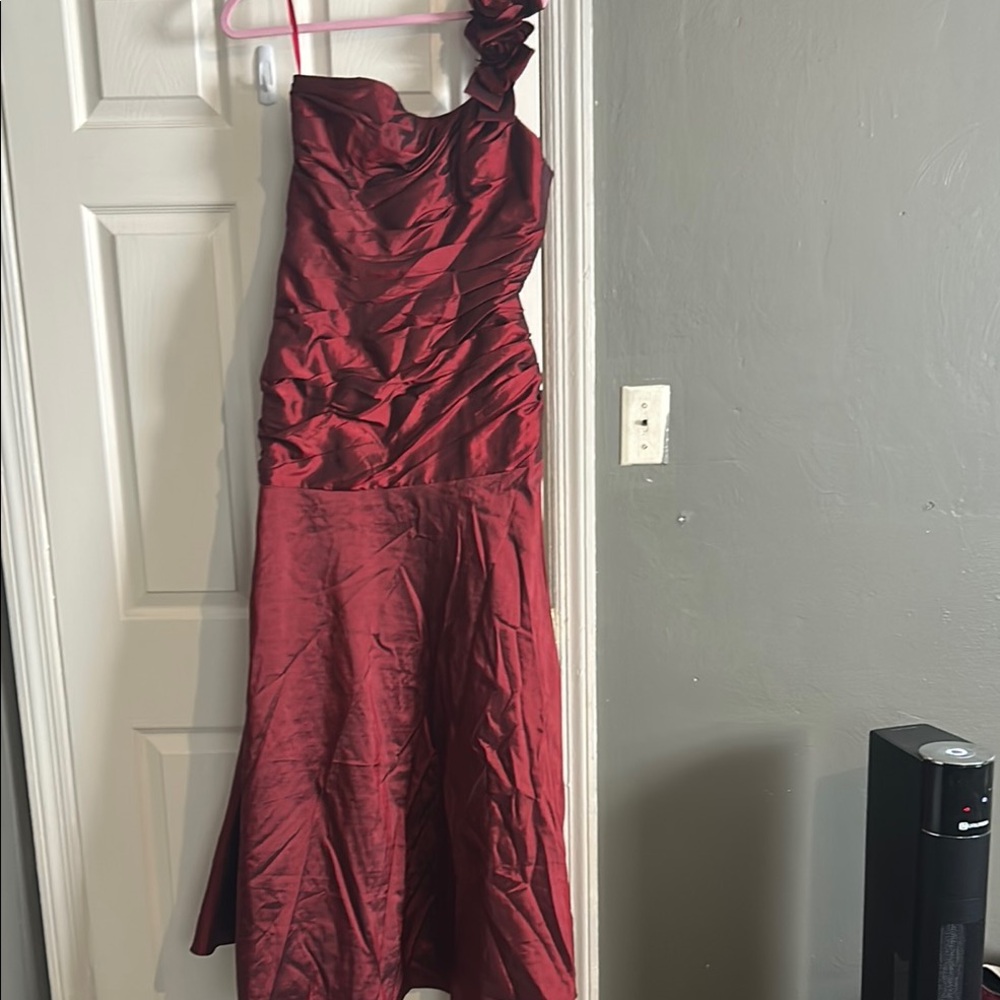 Impressions Red Asymmetrical One-Shoulder Gown